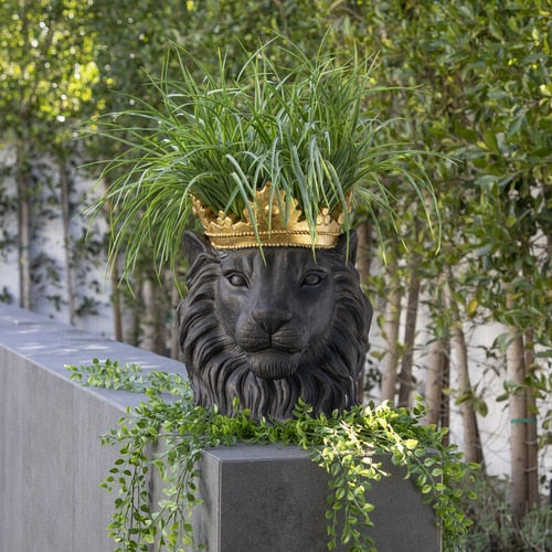 lion head planter pot I am King" Planter – McClain Home Decor
