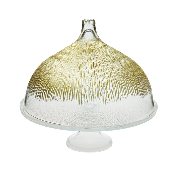 Gold Dome Design Glass Cake Stand