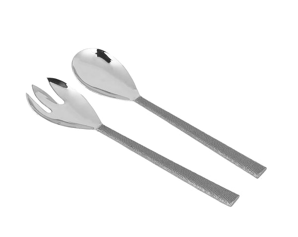 Salad Servers with Silver Embossed Handles