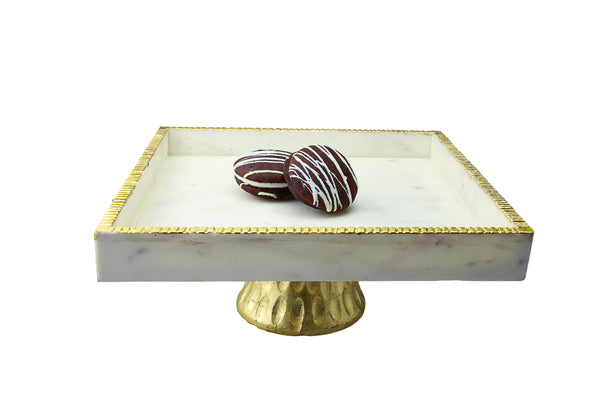 White Marble Square Cake Stand